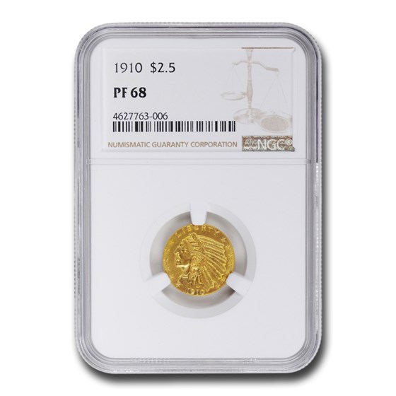 1910 $2.50 Indian Gold Quarter Eagle PF-68 NGC 1910 $2.50 Indian Gold Quarter Eagle PF-68 NGC